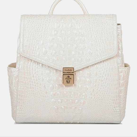 🌻 NWT BRAHMIN BACKPACK DESIGNER PURSE BAG RARE PEAL ITALIAN LEATHER EMBOSSED - Picture 4 of 14